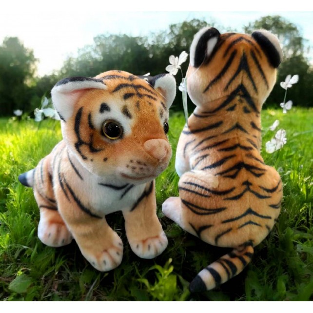 ตุ๊กตาเสือนั่ง 2 ขาหลัง   ขนาด 16 ซม.